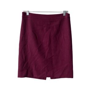 J. Crew The Pencil Skirt Burgundy Wool‎ Blend Women's Size 2 Knee Length